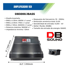 Amplificador DB Sound DB3000.1 BASS